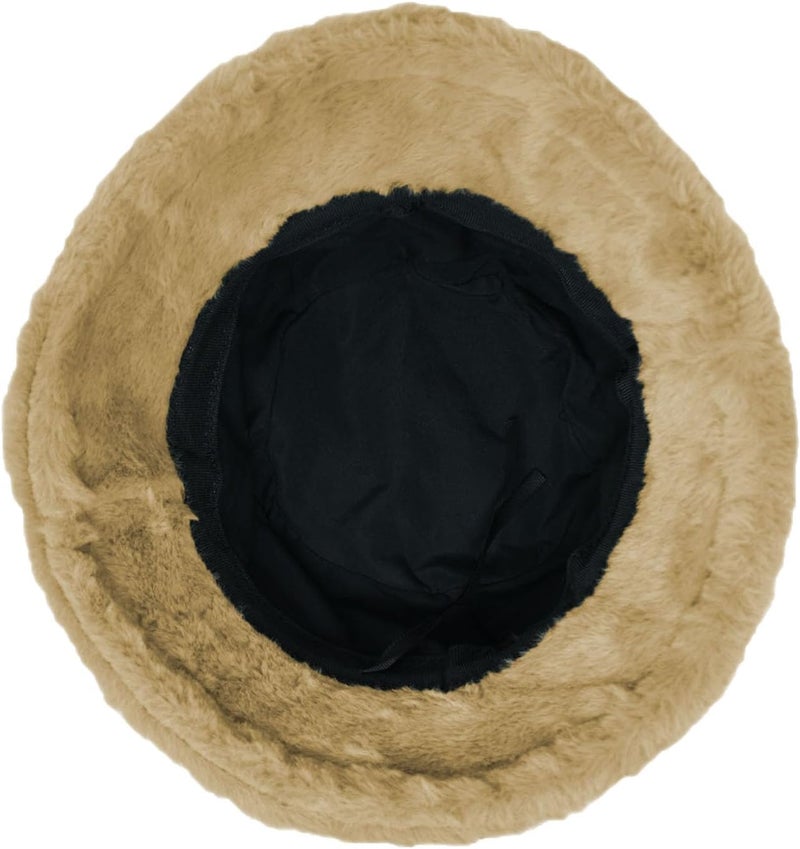 Glory Max Winter Fluffy Plush Bucket Hat Cozy Faux Fur Wide Brim Adjustable Size for Women - Image 3